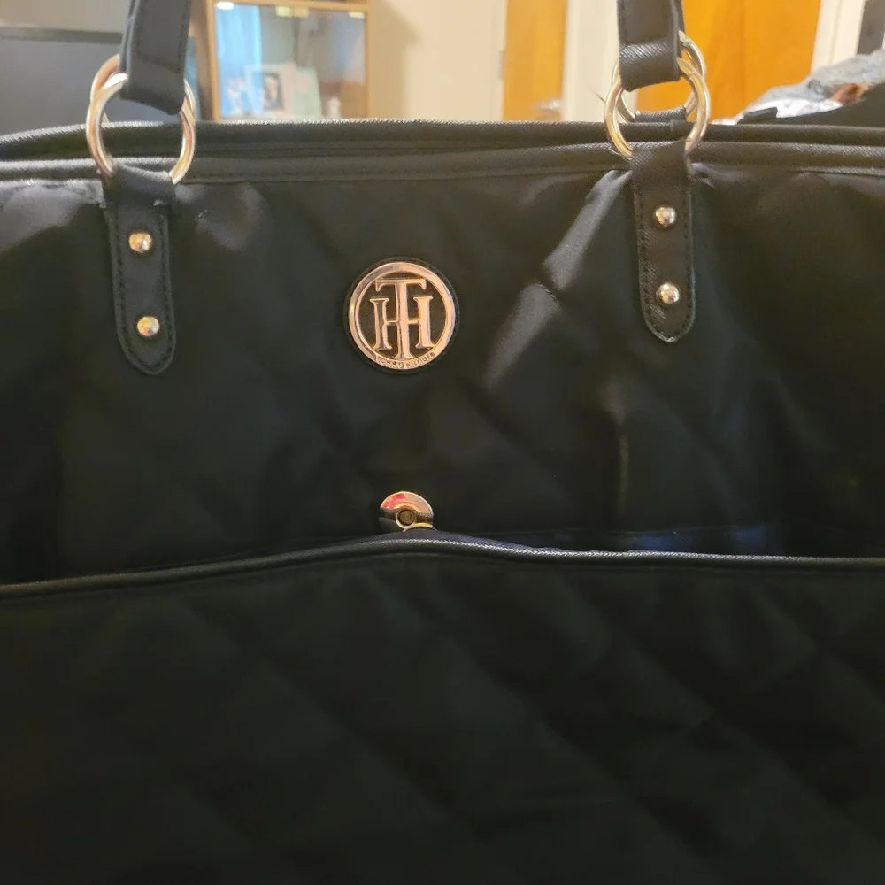 Tommy Hilfiger Black Quilted Tote Bag